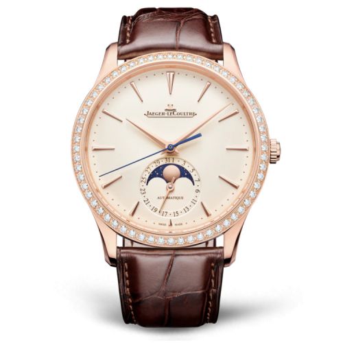 Jaeger-LeCoultre Master Ultra Thin Moon Pink Gold Diamond Eggshell Alligator