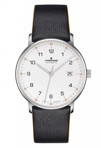 Junghans Form A Stainless Steel White Arabic Black Calf