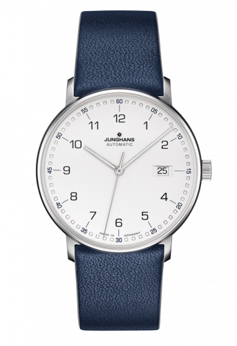 Junghans Form A Stainless Steel White Arabic Blue Calf