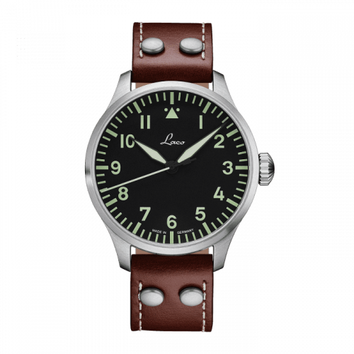 Laco Pilot Watch Basic Augsburg Stainless Steel Black