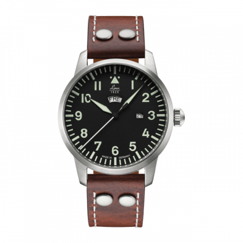 Laco Pilot Watch Basic Genf Stainless Steel Black