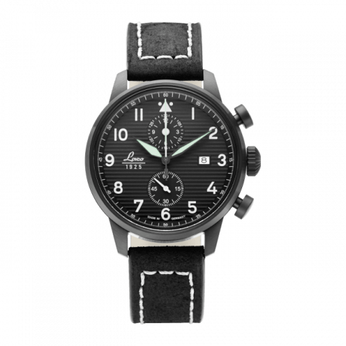 Laco Pilot Watch Special Models Model Lausanne Stainless Steel Black