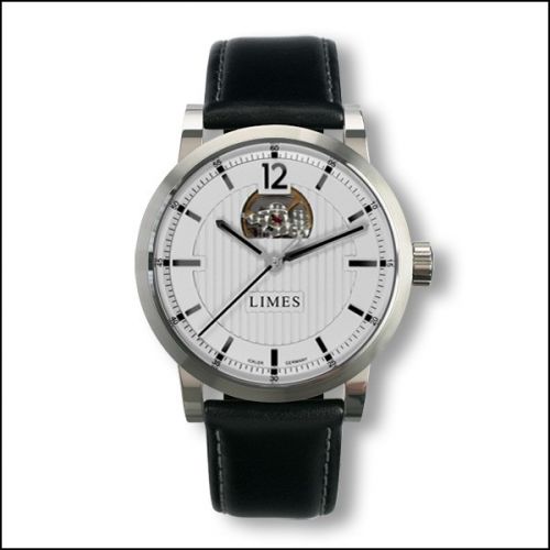 Limes Chyros Balancier Visible - silvered black leather strap