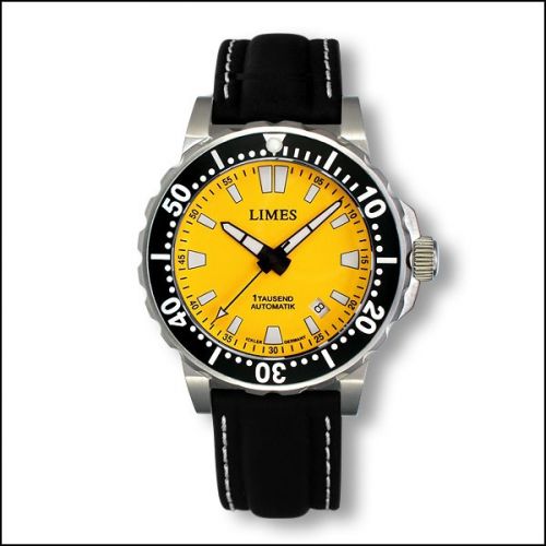 Limes 1Tausend Automatic Yellow - Leather strap