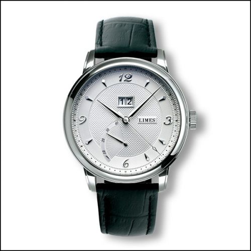 Limes Pharo BigDate - Silvered black leather strap