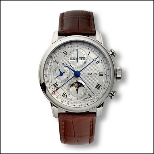 Limes Pharo Chrono - Silvered roman brown leather strap