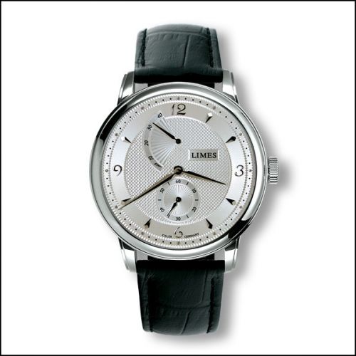 Limes Pharo Hand wound - Silvered black leather strap