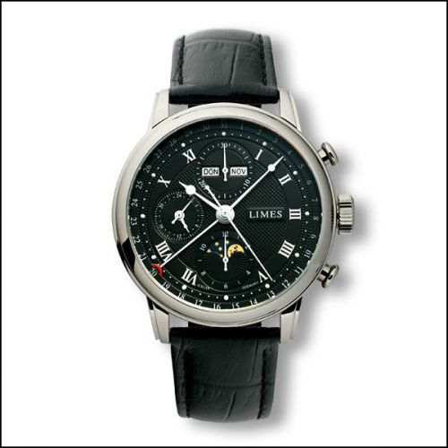 Limes Pharo Chrono - Black roman black leather strap