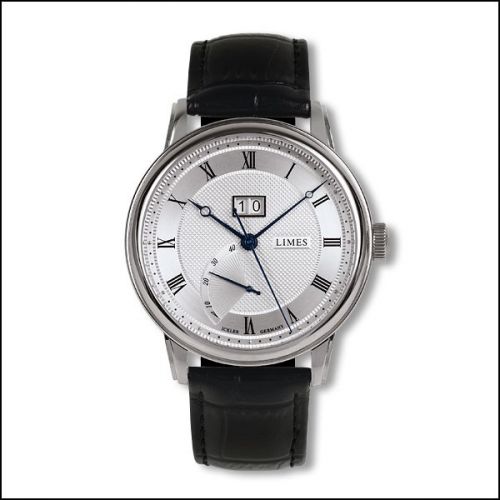 Limes Pharo BigDate - Silvered black leather strap