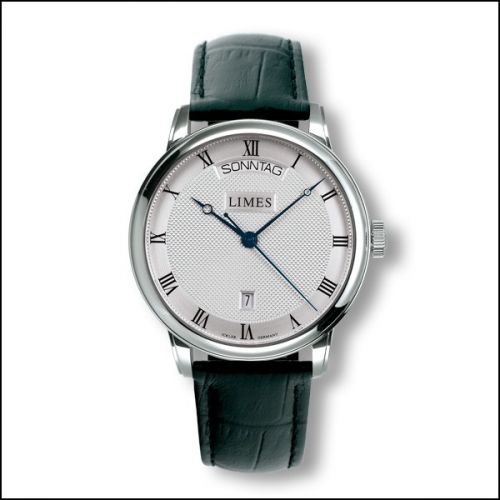 Limes Pharo DayDate - silvered - black leather strap