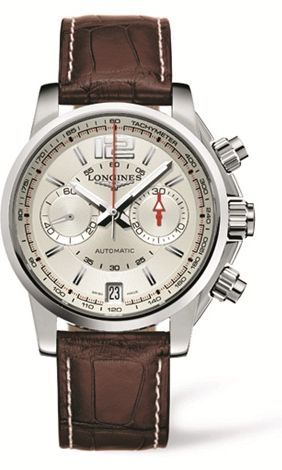 Longines Admiral Chronograph Silver Brown Strap