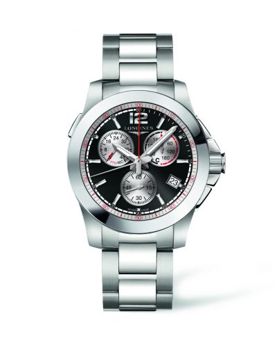 Longines Conquest Chronograph Quartz Jumping 41 Stainless Steel Black Bracelet
