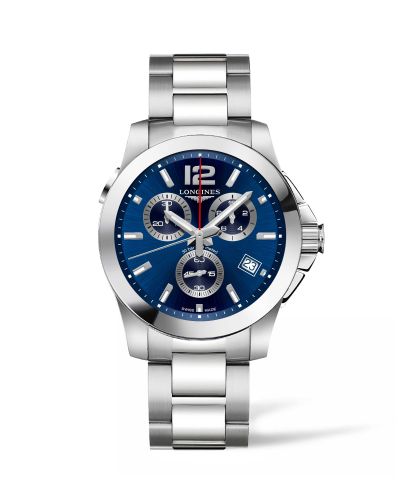 Longines Conquest Chronograph Quartz 41 Stainless Steel Blue Bracelet