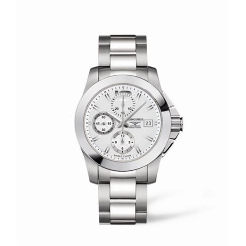 Longines Conquest Chronograph Silver Bracelet