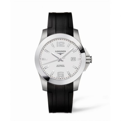 Longines Conquest Automatic 41mm Silver Rubber