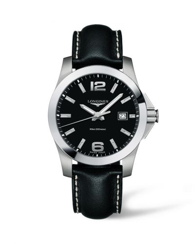 Longines Conquest Quartz 41mm Black Leather