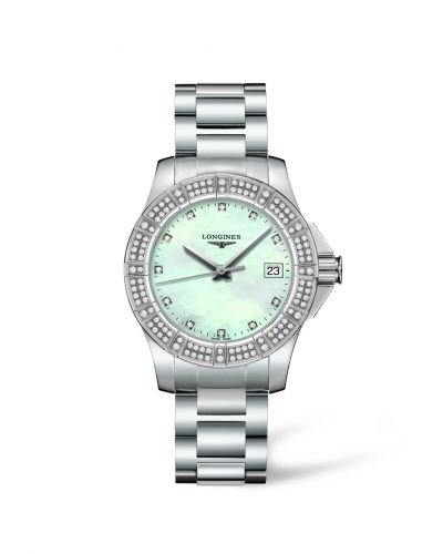 Longines Conquest 35 Quartz Stainless Steel Diamond Bezel