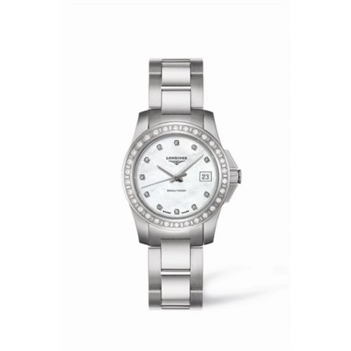 Longines Conquest 29.5 Quartz Stainless Steel Diamond Bezel