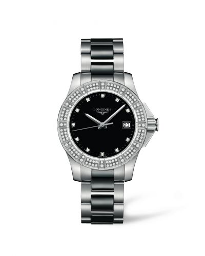 Longines Conquest 35 Quartz Stainless Steel Diamond Bezel