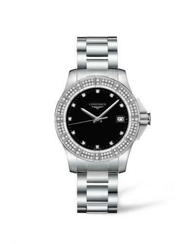 Longines Conquest 35 Quartz Stainless Steel Diamond Bezel