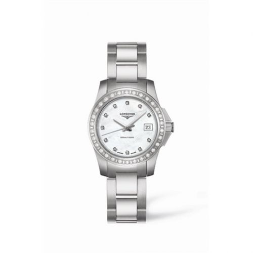 Longines Conquest 29.5 Quartz Stainless Steel Diamond Bezel