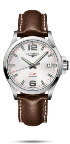Longines Conquest V.H.P. 43 Stainless Steel Silver Leather