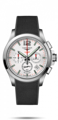 Longines Conquest V.H.P. Chronograph 42 Stainless Steel Silver Rubber