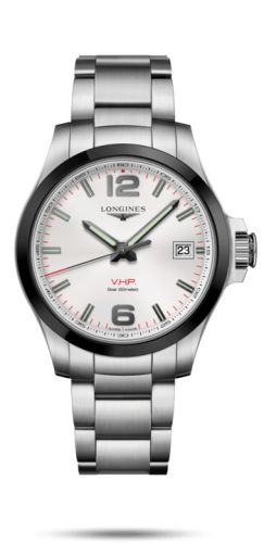 Longines Conquest V.H.P. 41 Stainless Steel Ceramic Silver Bracelet