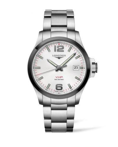 Longines Conquest V.H.P. 43 Stainless Steel Ceramic Silver Bracelet