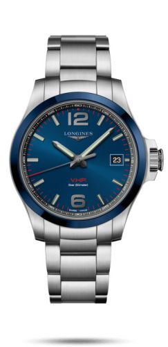 Longines Conquest V.H.P. 41 Stainless Steel Ceramic Blue Bracelet