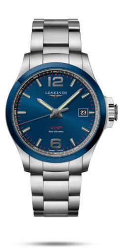 Longines Conquest V.H.P. 43 Stainless Steel Ceramic Blue Bracelet
