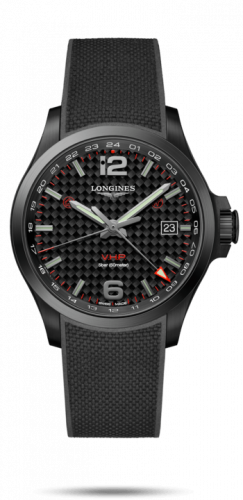 Longines Conquest V.H.P. GMT 43 PVD Carbon Rubber