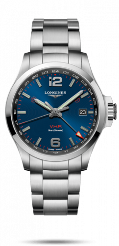Longines Conquest V.H.P. GMT 43 Stainless Steel Blue Bracelet