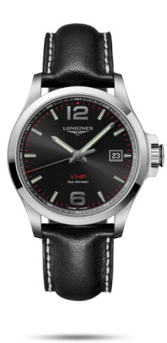 Longines Conquest V.H.P. 43 Stainless Steel Black Leather