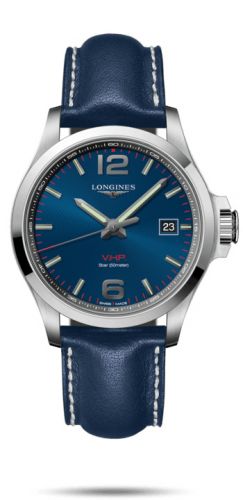 Longines Conquest V.H.P. 43 Stainless Steel Blue Leather