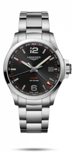 Longines Conquest V.H.P. GMT 43 Stainless Steel Black Bracelet