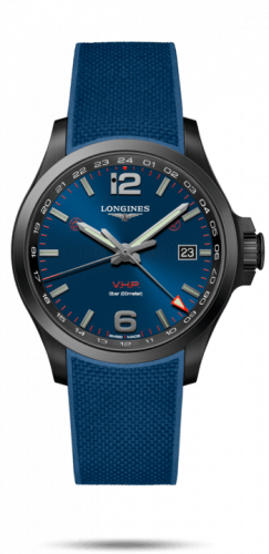 Longines Conquest V.H.P. GMT 43 PVD Blue Rubber