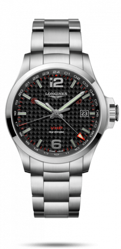 Longines Conquest V.H.P. GMT 43 Stainless Steel Carbon Bracelet