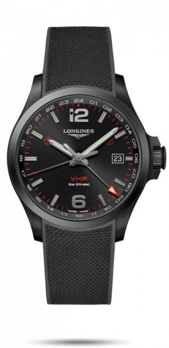 Longines Conquest V.H.P. GMT 43 PVD Black Rubber