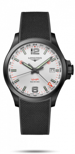 Longines Conquest V.H.P. GMT 43 PVD Silver Rubber