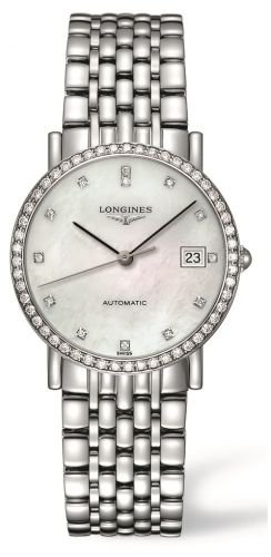 Longines Elegant Collection 34.5 Automatic Stainless Steel Diamond MOP Bracelet