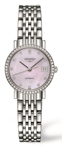Longines Elegant Collection 25.5 Automatic Stainless Steel Diamond Pink MOP Bracelet