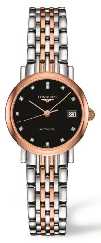 Longines Elegant Collection 25.5 Automatic Stainless Steel Red Gold Black