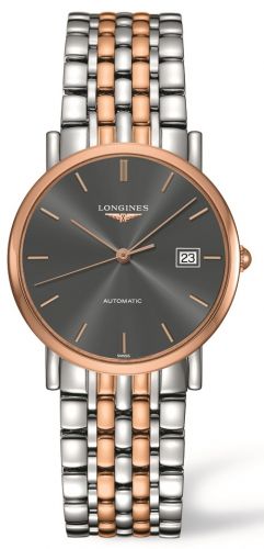 Longines Elegant Collection 34.5 Automatic Stainless Steel Red Gold Grey