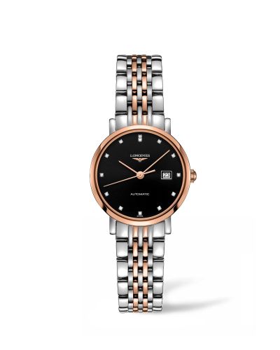 Longines Elegant Collection Automatic 29 Stainless Steel Pink Gold Black