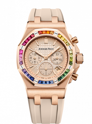 Audemars Piguet Royal Oak OffShore Lady Chronograph Pink Gold Silver Rainbow