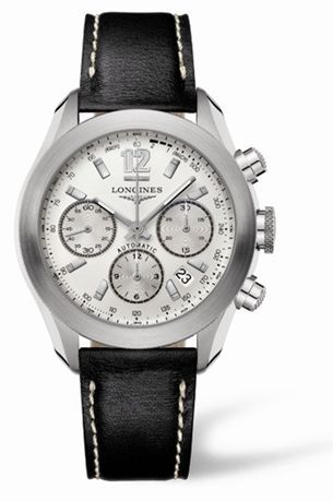 Longines GrandeVitesse Chronograph Silver Leather