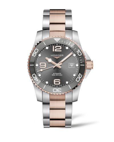 Longines HydroConquest 41 Automatic Stainless Steel Rose Gold Grey Bracelet