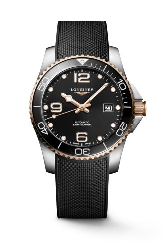 Longines HydroConquest 41 Automatic Stainless Steel Rose Gold Black Rubber