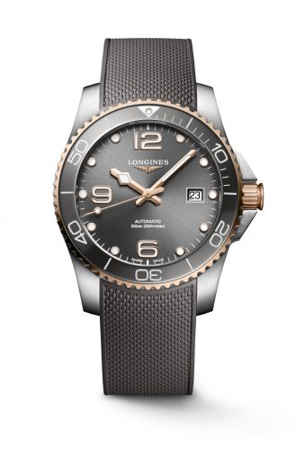 Longines HydroConquest 41 Automatic Stainless Steel Rose Gold Grey Rubber